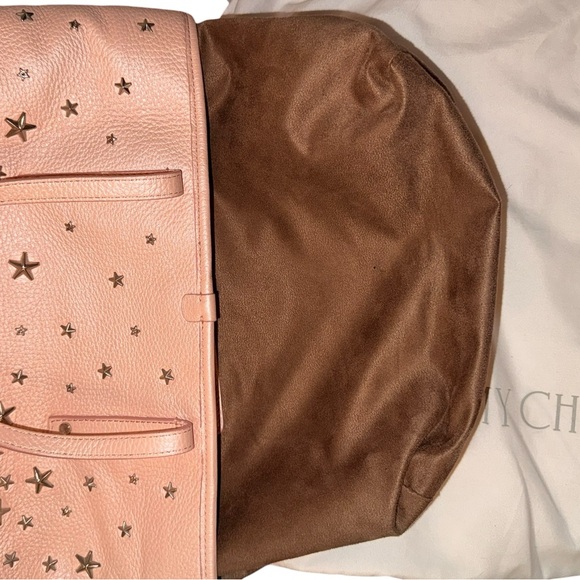 Jimmy Choo Sasha S Star Studded Blush Pink Metallic Tote Bag (EUC) w/ Dustbag - Picture 10 of 16